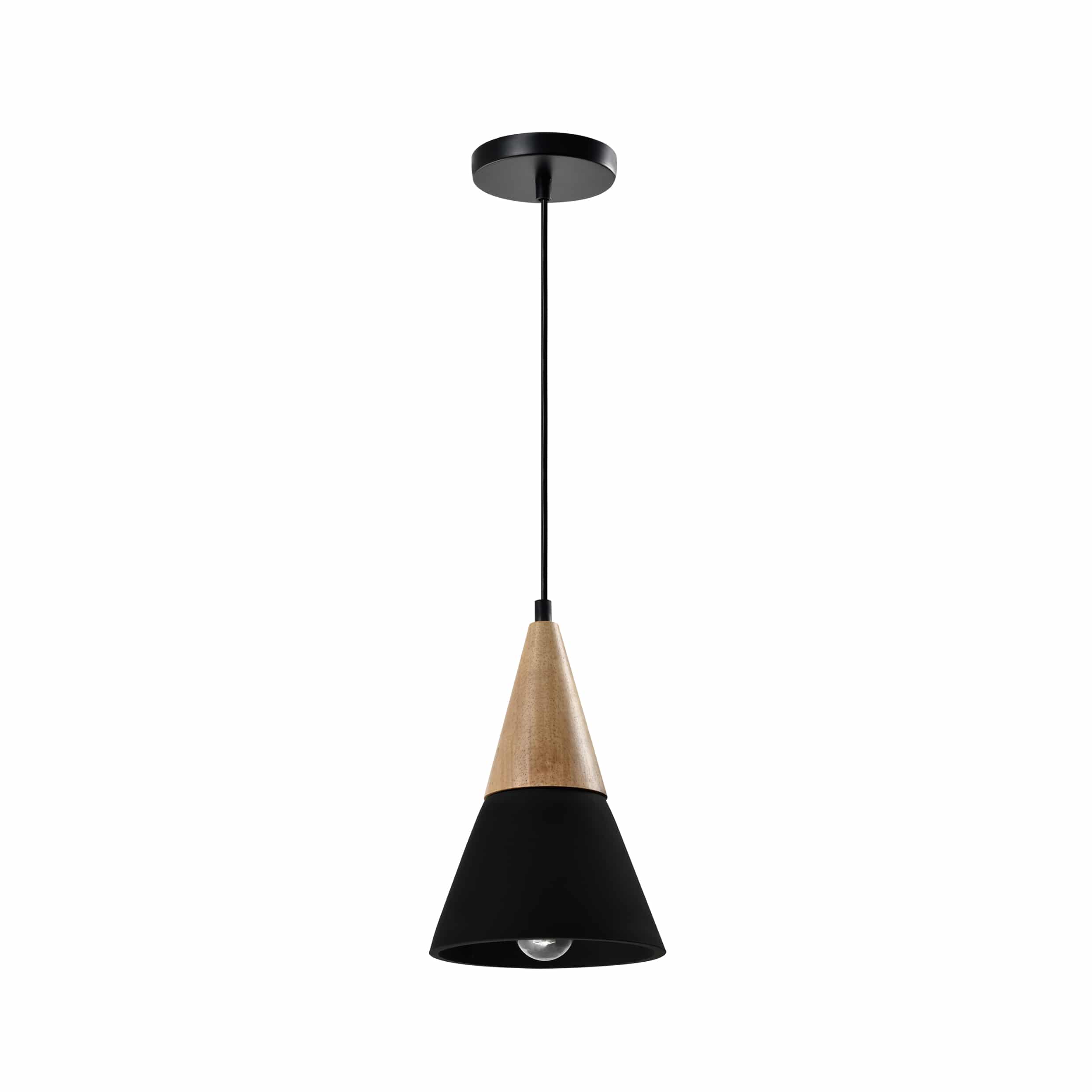 Zwarte kegel verlichting met een diameter van 18 cm