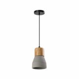 Grijs betonnen lamp met houten kop en een diameter van 13 cm