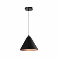 Retro kegel hanglamp met gouden binnenkant