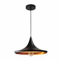 Zwarte lamp met koperen binnenkant