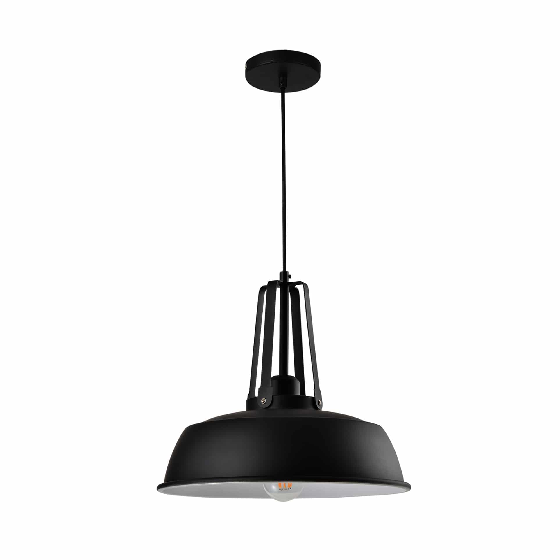 Zwarte hanglamp in fabrieksstijl