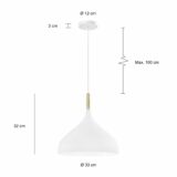 Specificaties van de wit bolvormige hanglamp