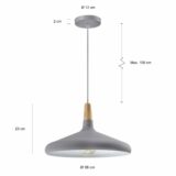 Afmetingen lage grijze lamp