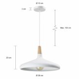 Afmetingen witte lamp met een diameter van 38 cm
