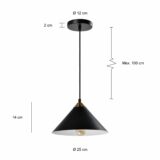Afmetingen kegelvorm lamp diameter 25 cm