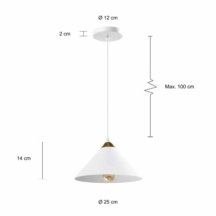 Witte kegel verlichting voor in de woonkamer of keuken