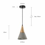 Afmetingen van de landelijke grijze hanglamp