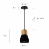 Afmetingen simplistisch zwarte verlichting