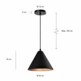 Maten van de kegelvormige lampen
