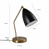 Afmetingen moderne lamp met verstelbare kap