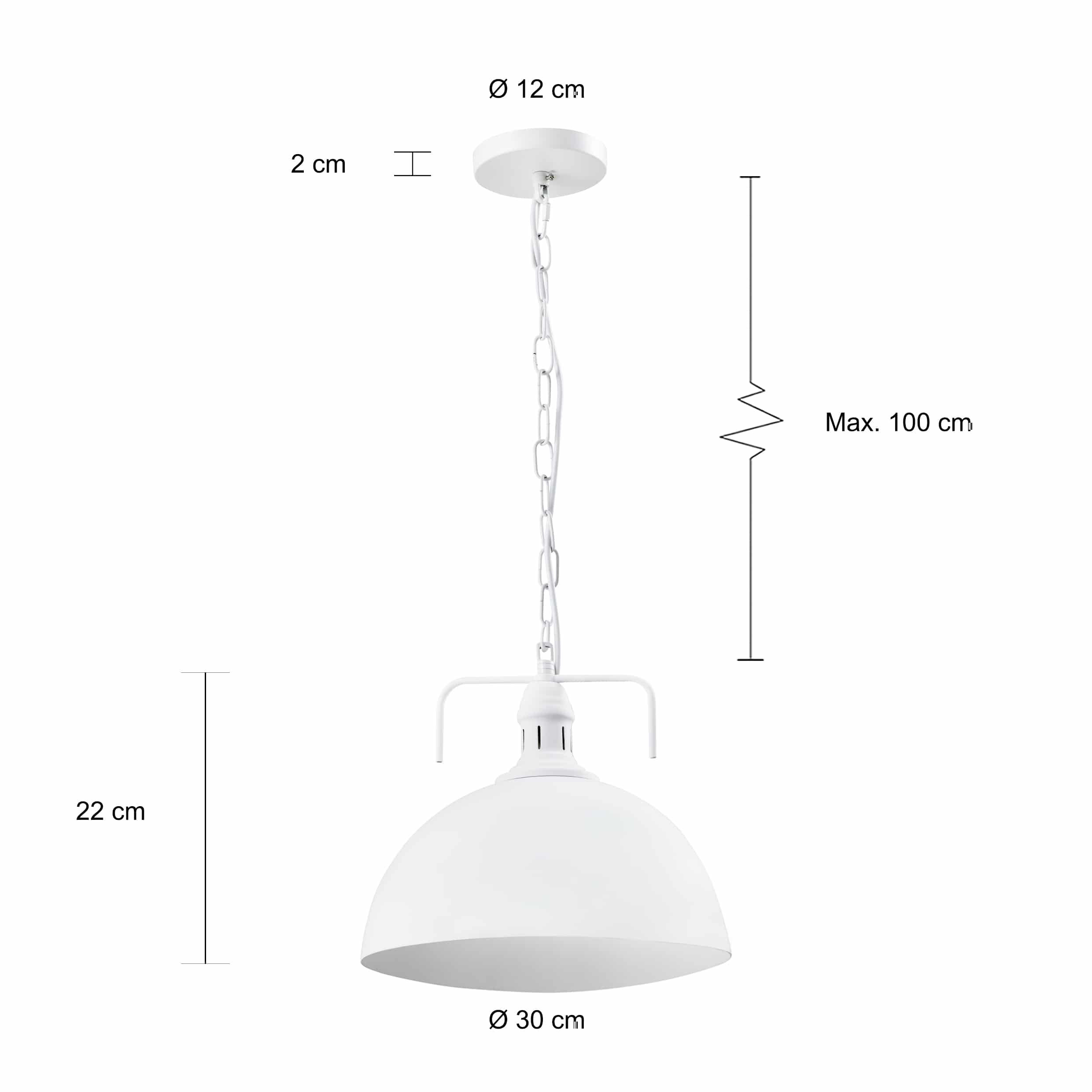 Witte lampen in fabrieksstijl met een diameter van 30 cm