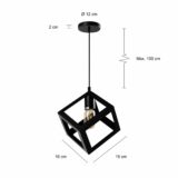 Afmetingen van de zwart metalen vierkante hanglamp