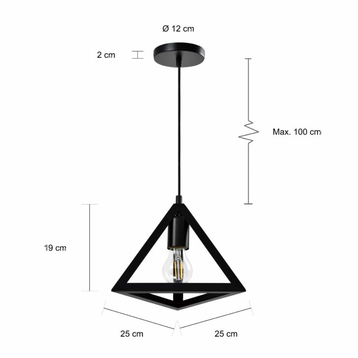 Afmetingen van de driehoek verlichting
