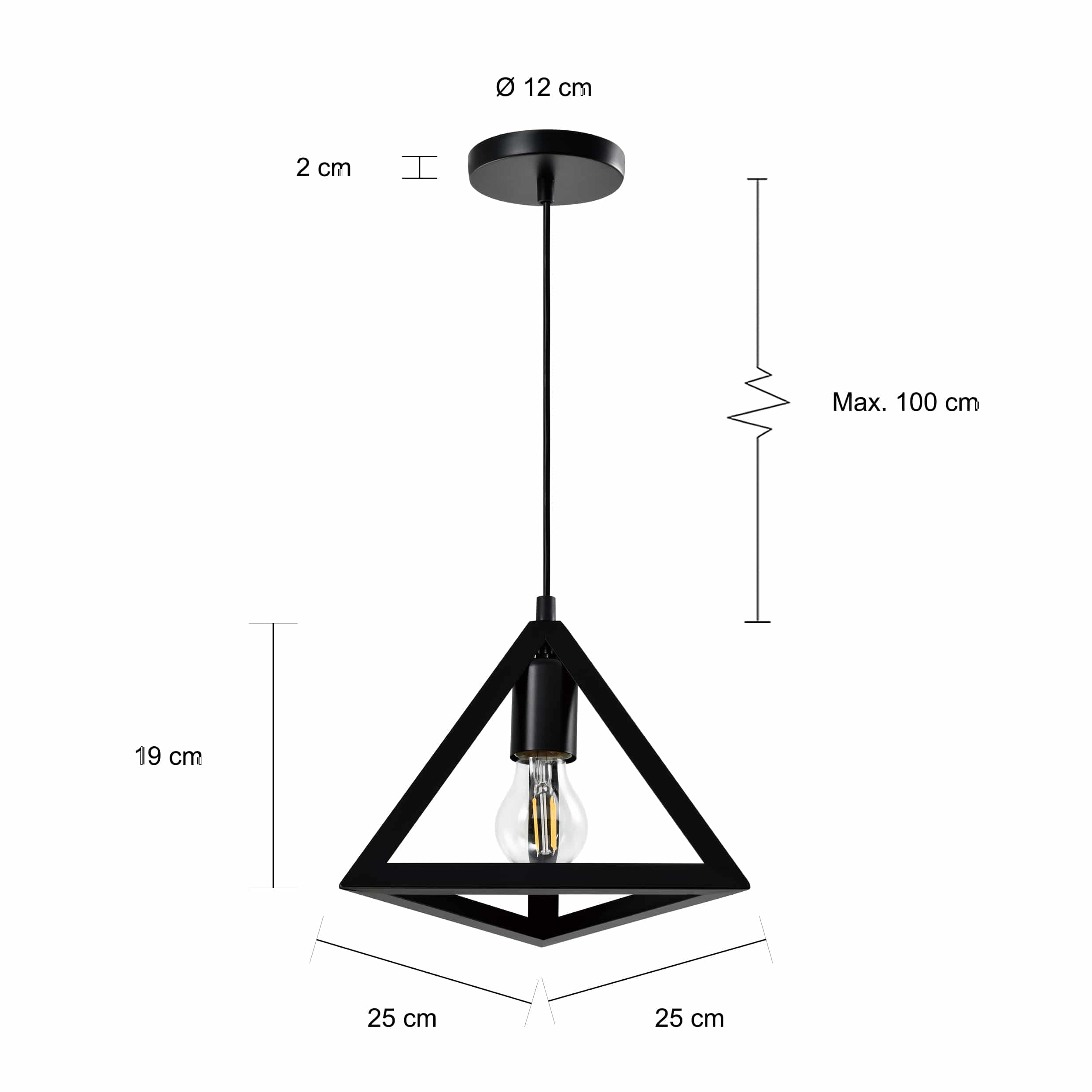 Afmetingen van de driehoek verlichting