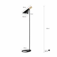 Zwart met houten vloerlamp
