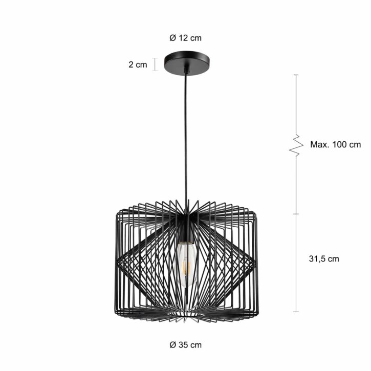 Cilindervorm lamp in het zwart