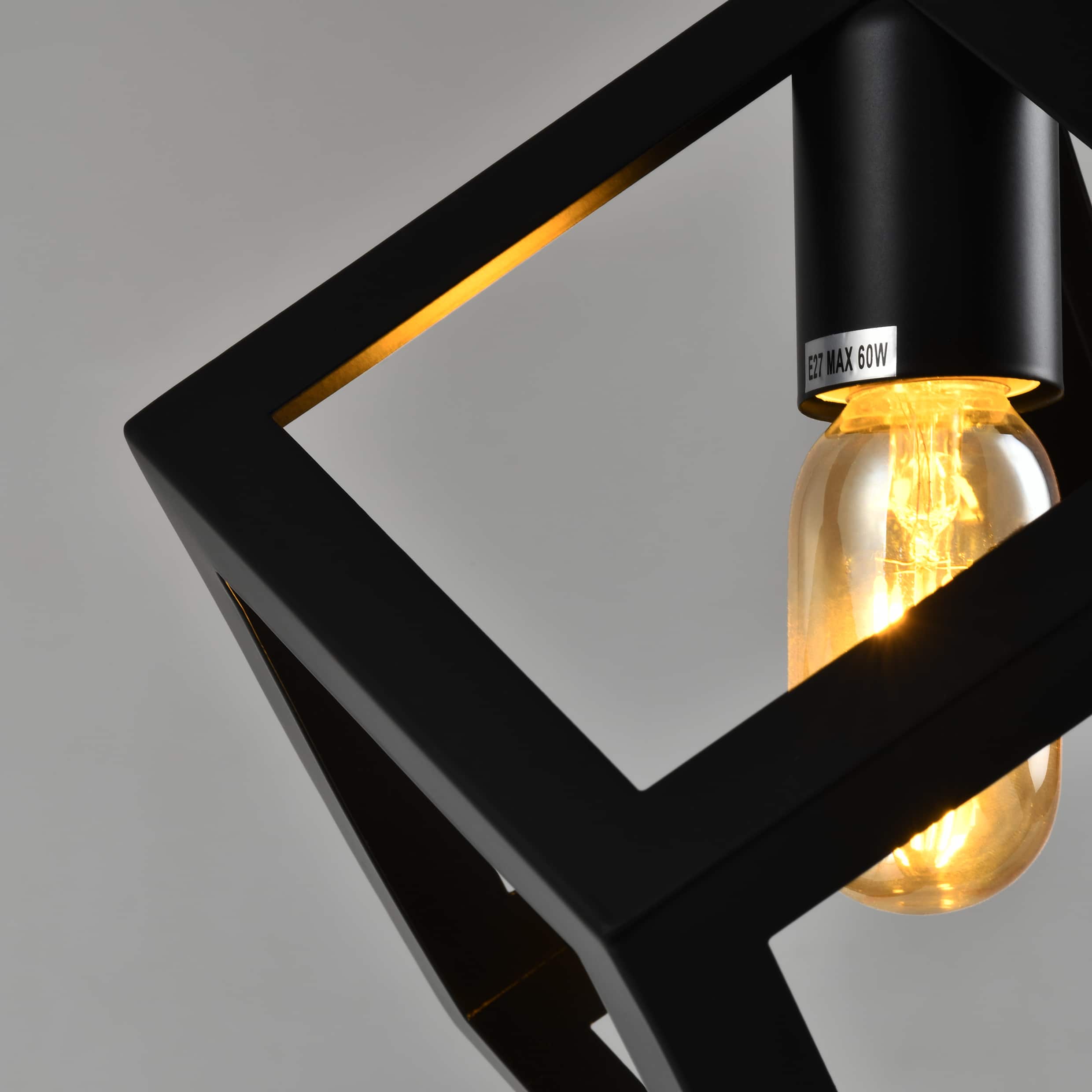 zwart open kubus lamp