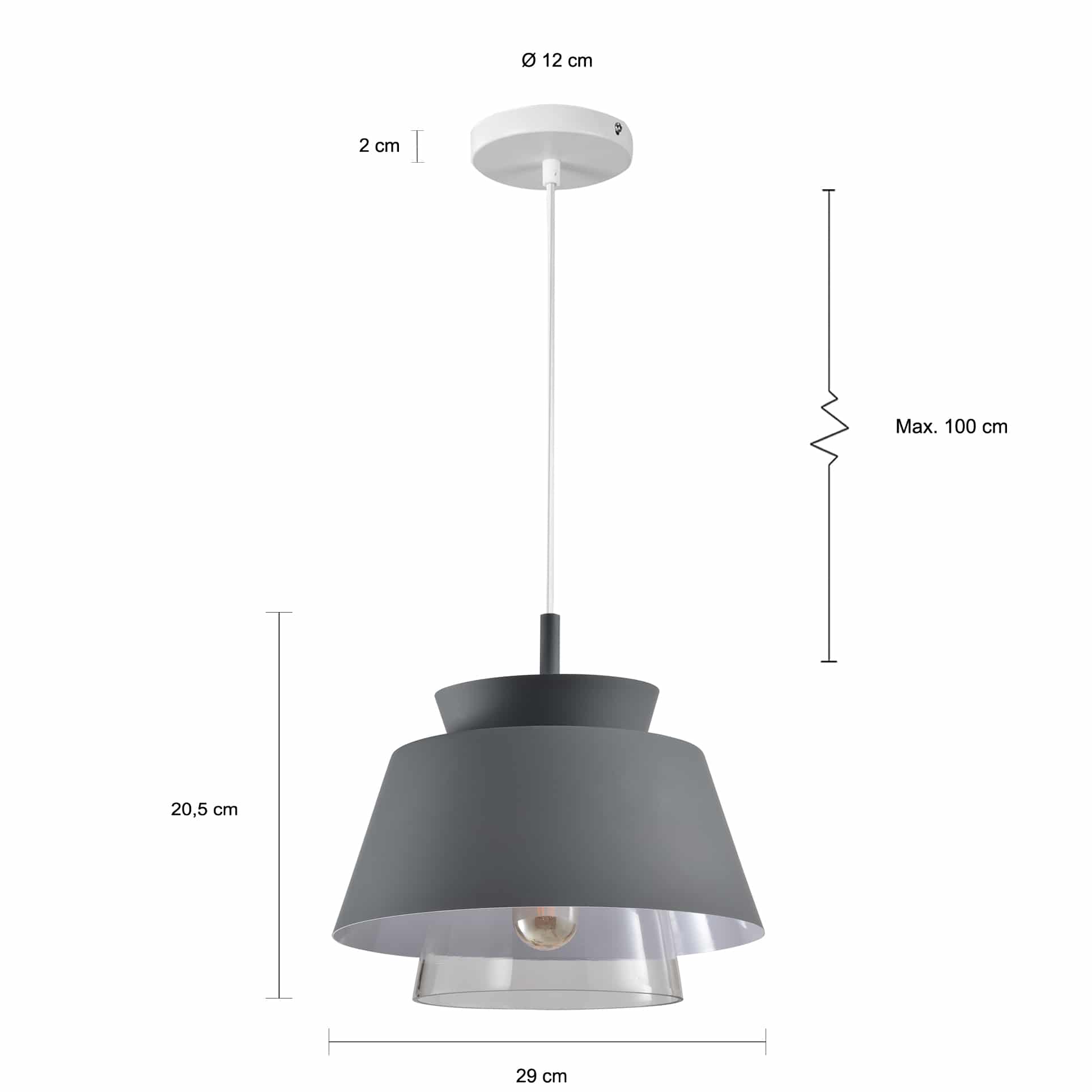 Hanglampen met grijze kap en glas