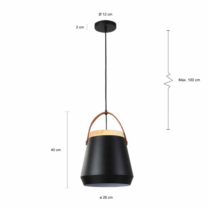 Afmetingen hout metaal en leren verlichting