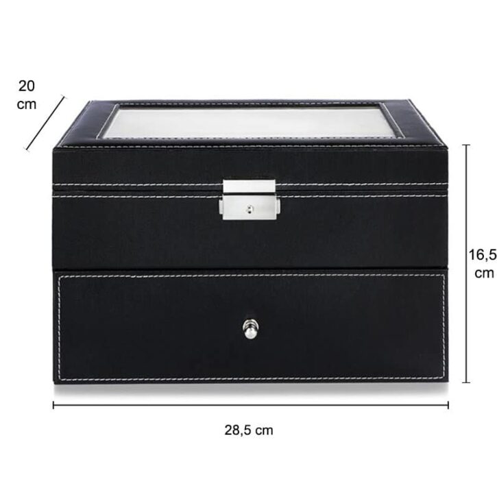 horlogebox met klep en schuiflade