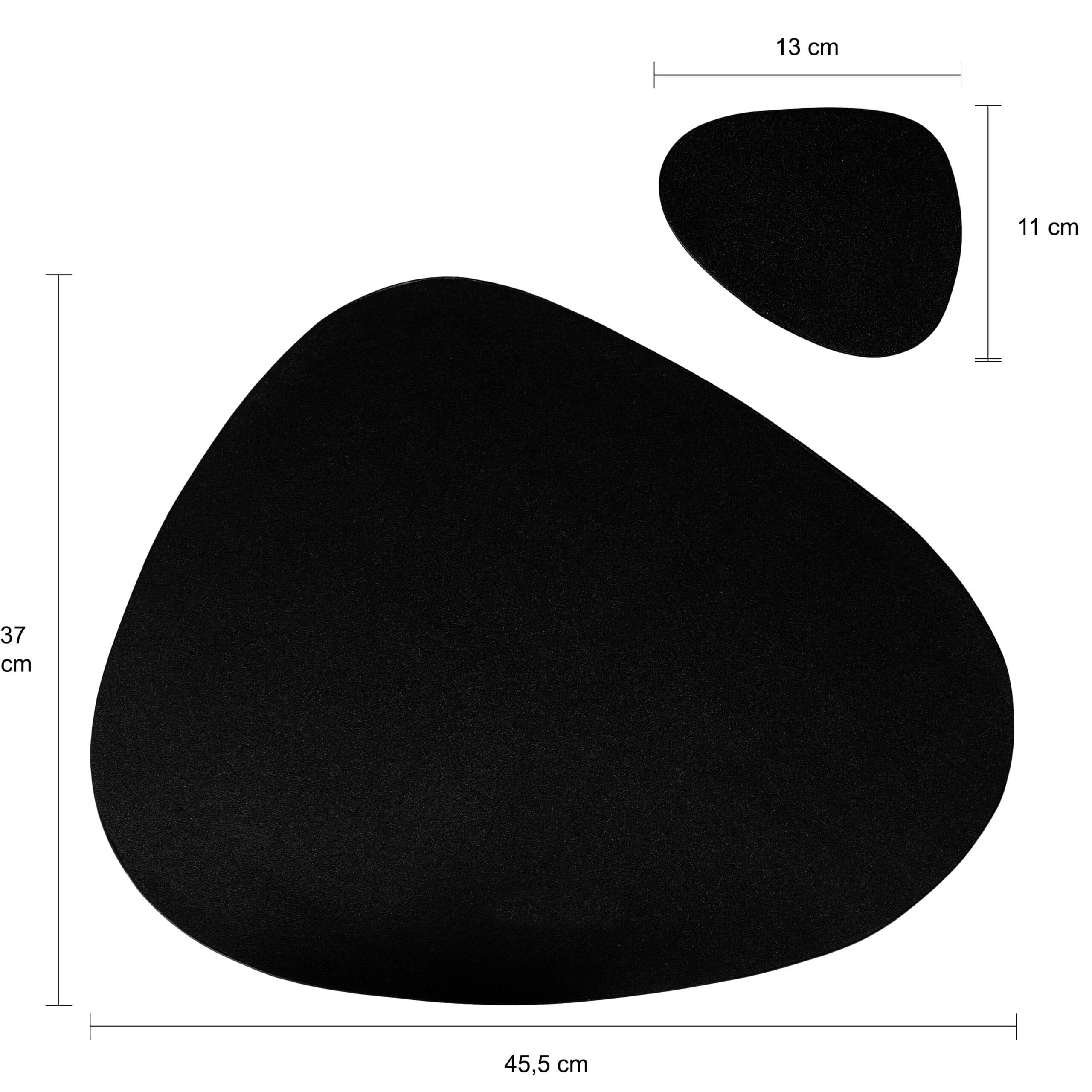 Afmetingen druppelvormige placemat