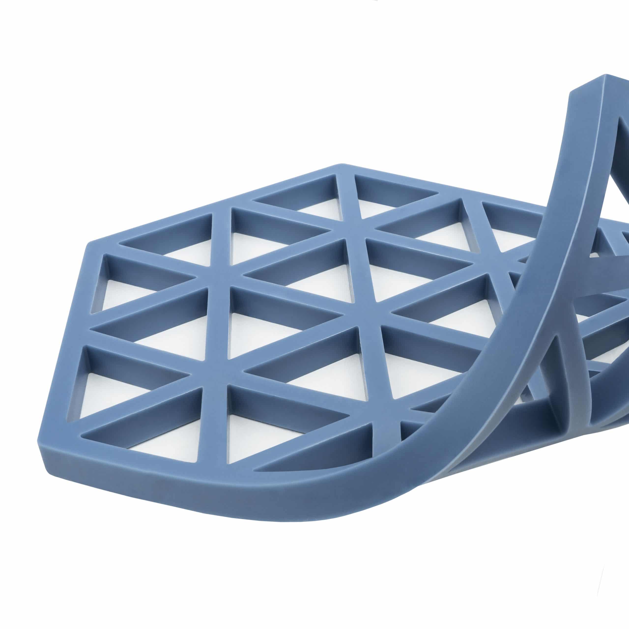Flexibele onderzetter in het blauw van siliconen