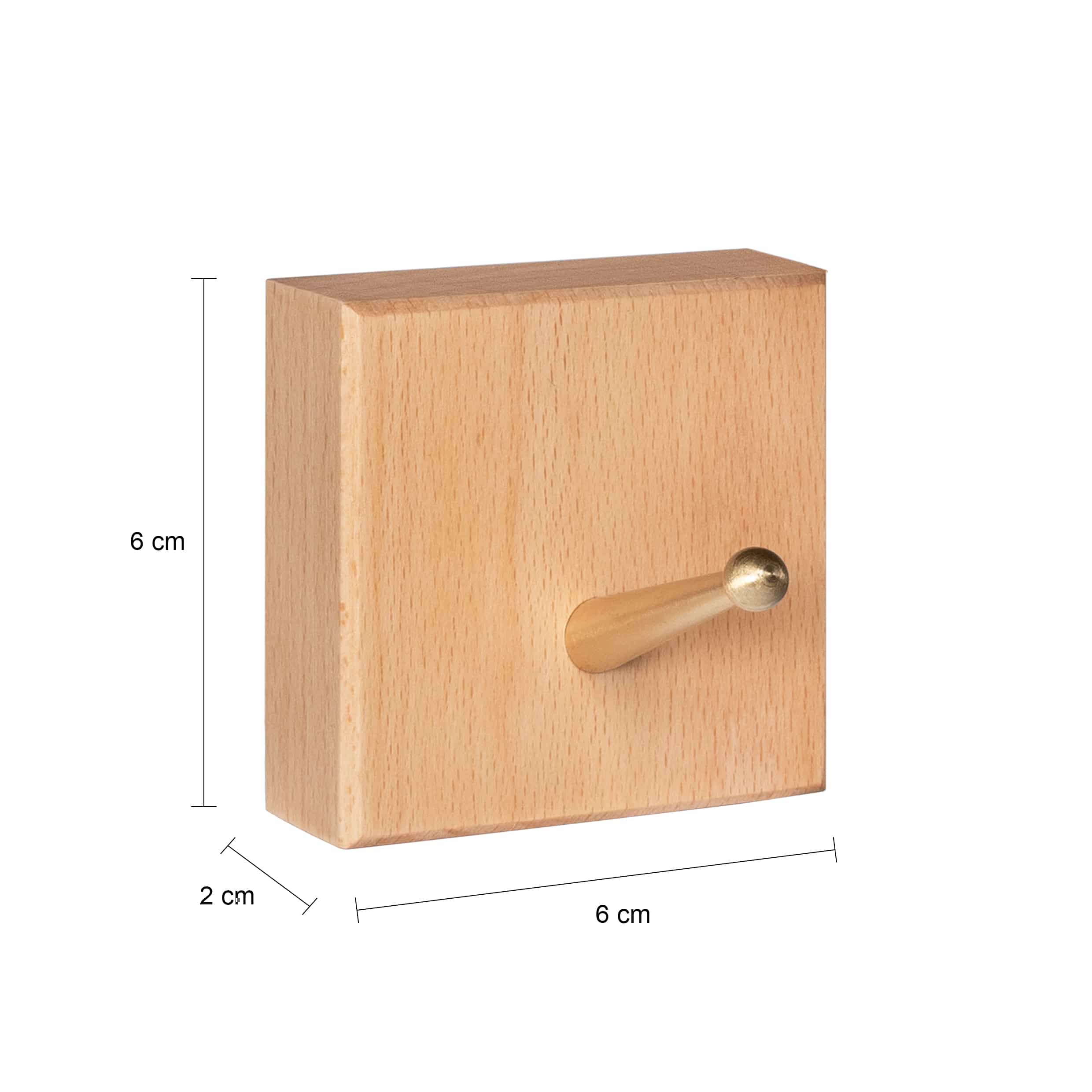 Afmetingen wandhaak met goud