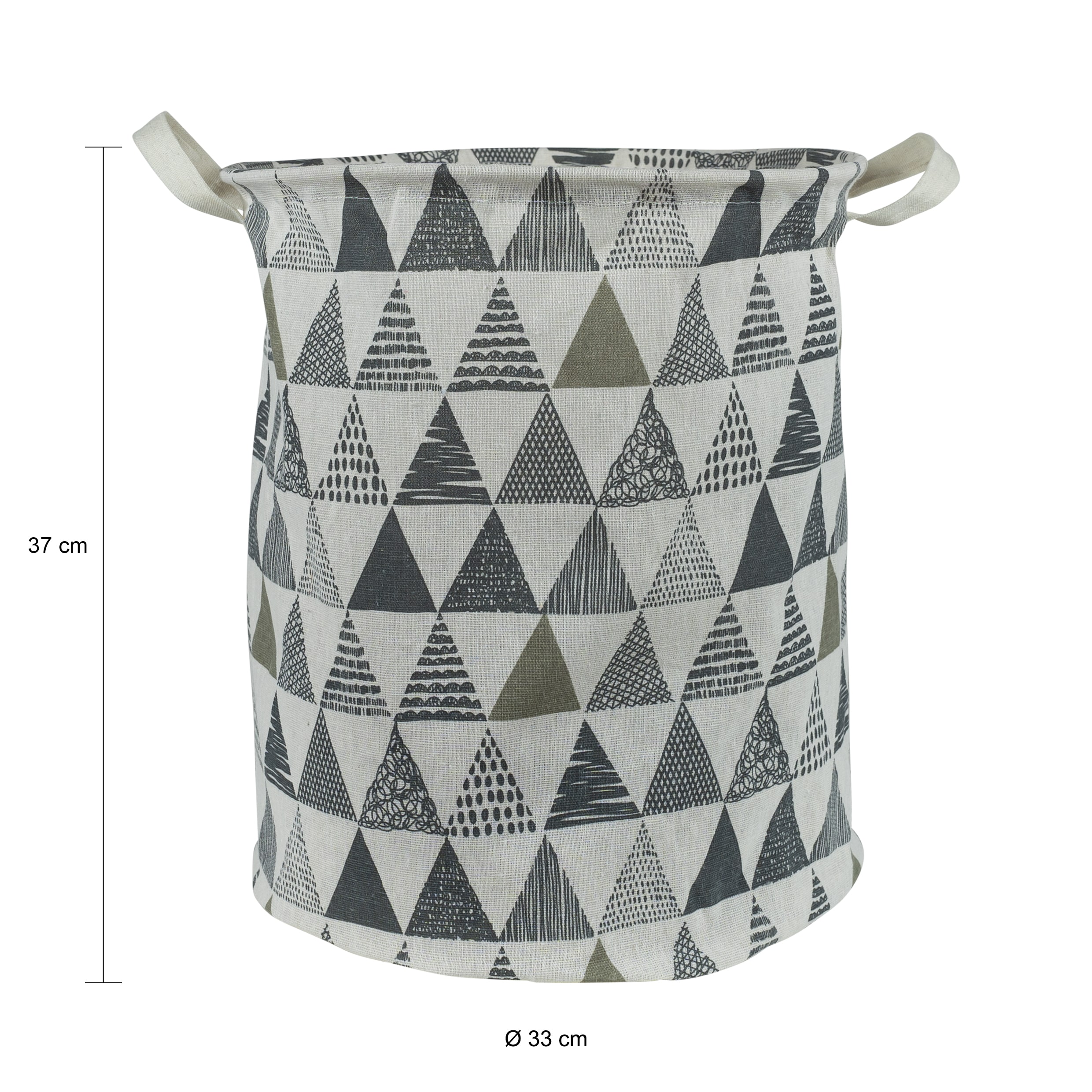 Afmetingen QUVIO wasmand met driehoeken patroon