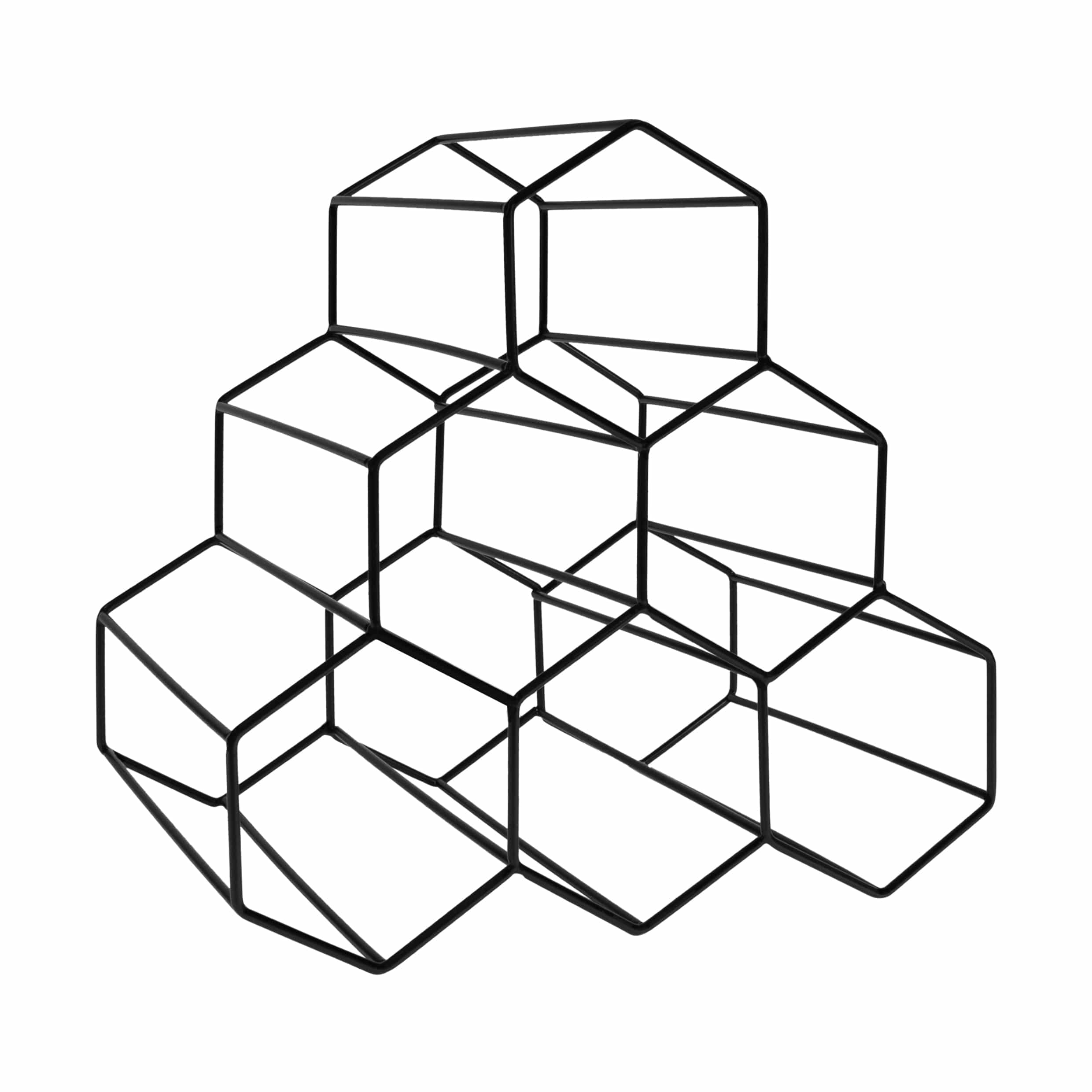 Hexagon wijnrek in het zwart
