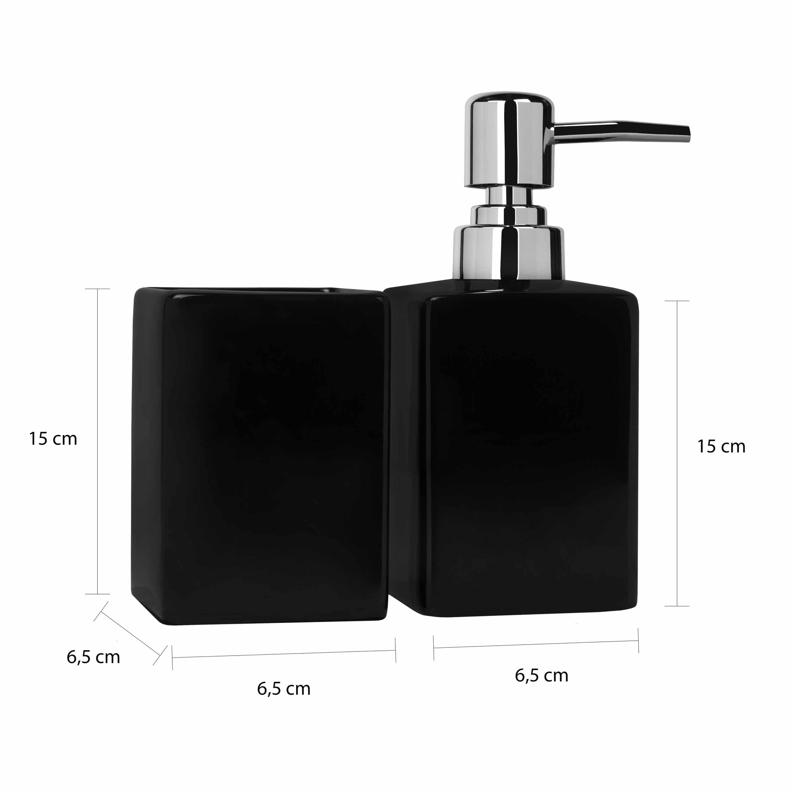 Afmetingen van de zwart keramieken dispenser